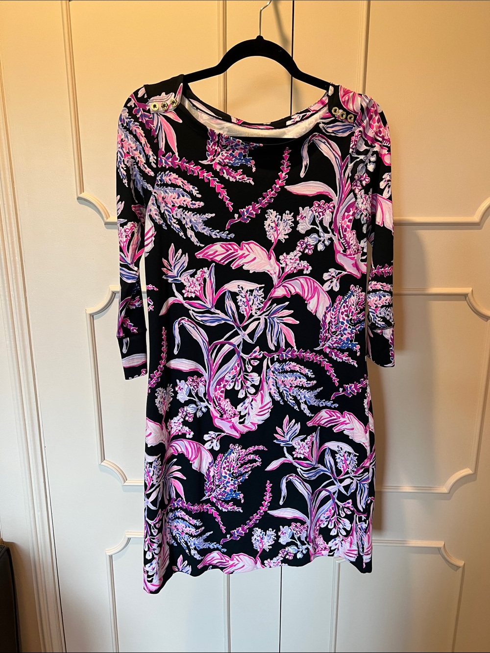 NWOT Lilly Pulitzer Black & Pink Floral Shift Dress - Women
